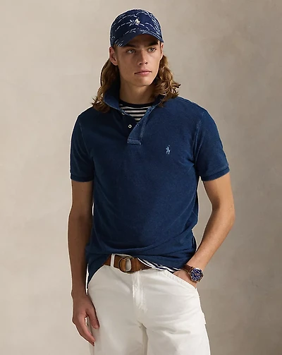 Custom Slim Fit Indigo Mesh Polo Shirt