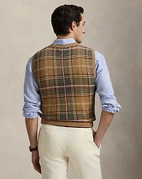 Plaid Wool-Cotton Sweater Vest