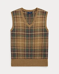 Plaid Wool-Cotton Sweater Vest
