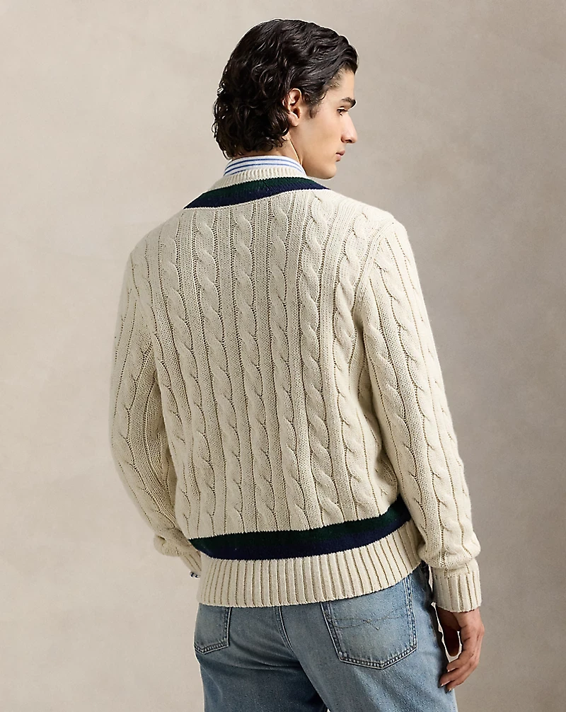 Embroidered Cotton-Blend Cricket Sweater