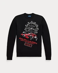 Intarsia-Knit Race Car Cotton Sweater