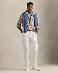 Classic Fit Plaid Linen Camp Shirt