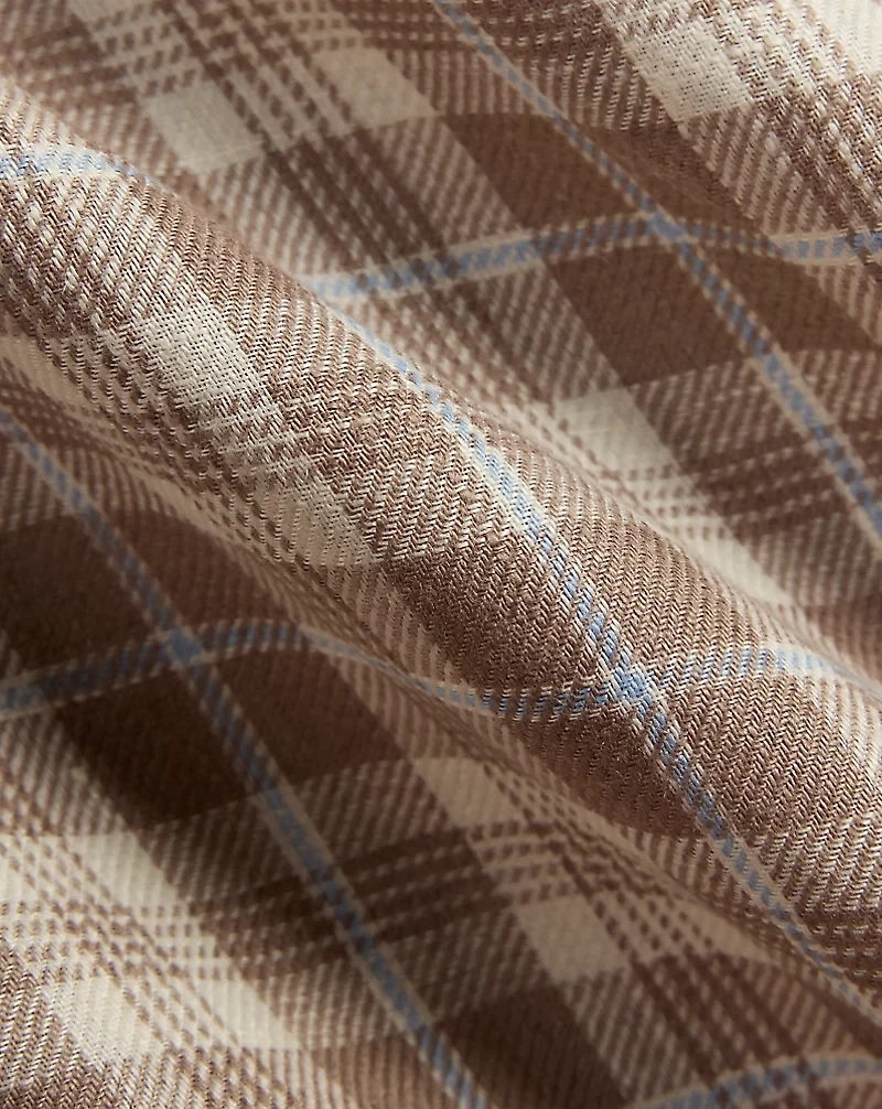 Classic Fit Plaid Linen Camp Shirt