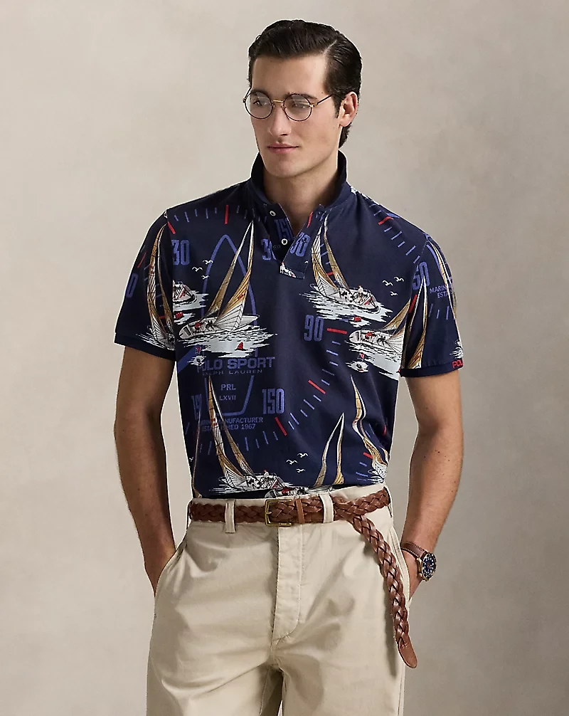Classic Fit Nautical Mesh Polo Shirt