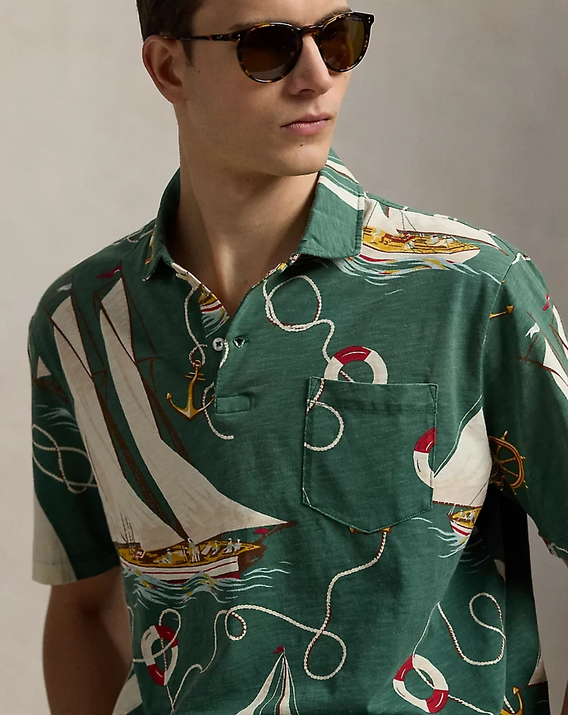 Classic Fit Sailboat Jersey Polo Shirt
