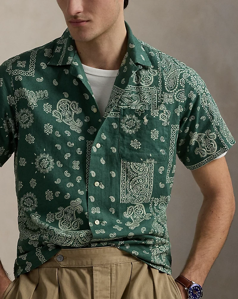 Classic Fit Bandanna-Print Camp Shirt