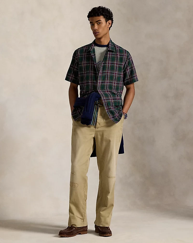 Classic Fit Plaid Linen-Cotton Shirt