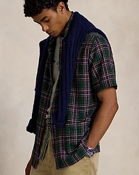 Classic Fit Plaid Linen-Cotton Shirt
