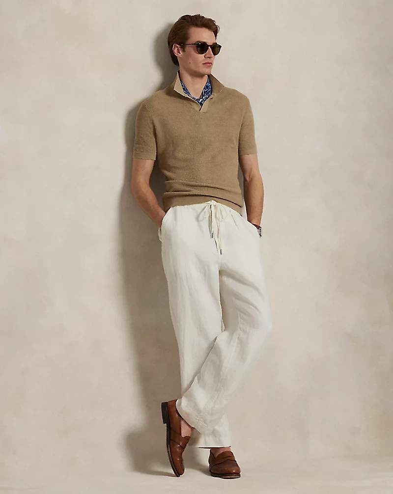 Lateef Relaxed Fit Pleated Linen Pant