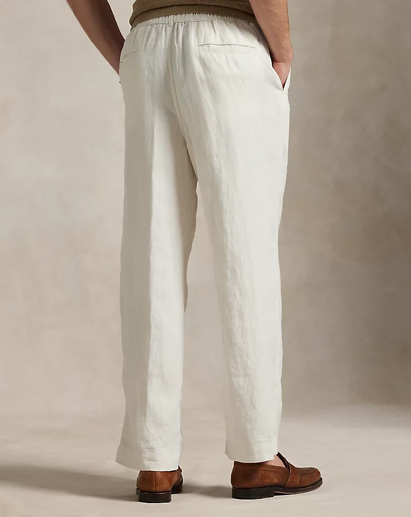 Lateef Relaxed Fit Pleated Linen Pant