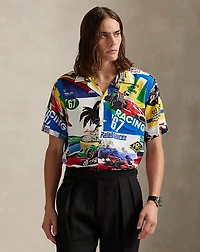 Classic Fit Racing-Print Camp Shirt