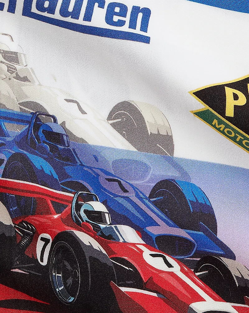 Classic Fit Racing-Print Camp Shirt
