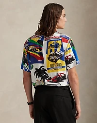 Classic Fit Racing-Print Camp Shirt