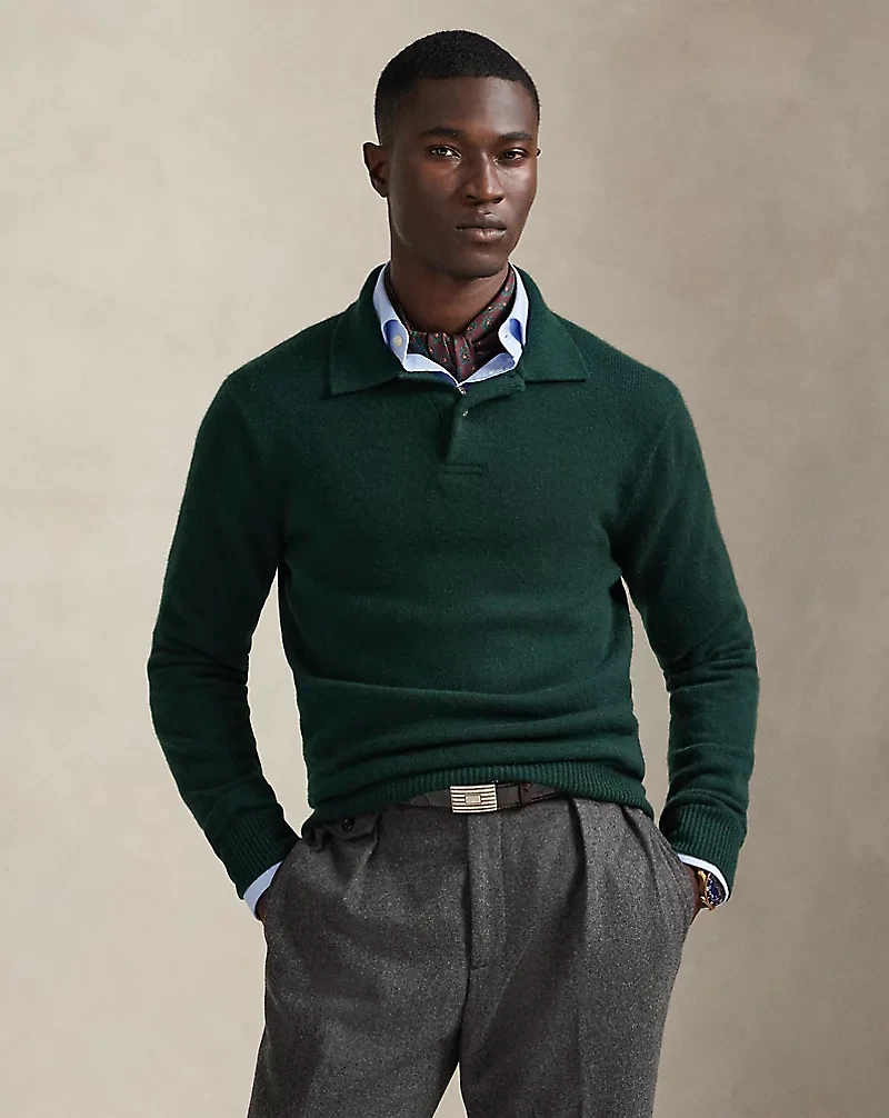 Cashmere Polo-Collar Sweater