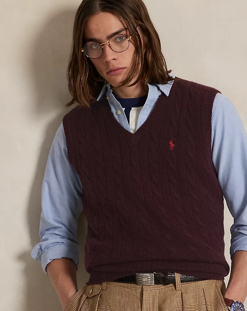 Cable-Knit Wool-Cashmere Sweater Vest