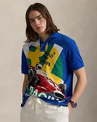 Classic Fit Mesh Graphic Polo Shirt