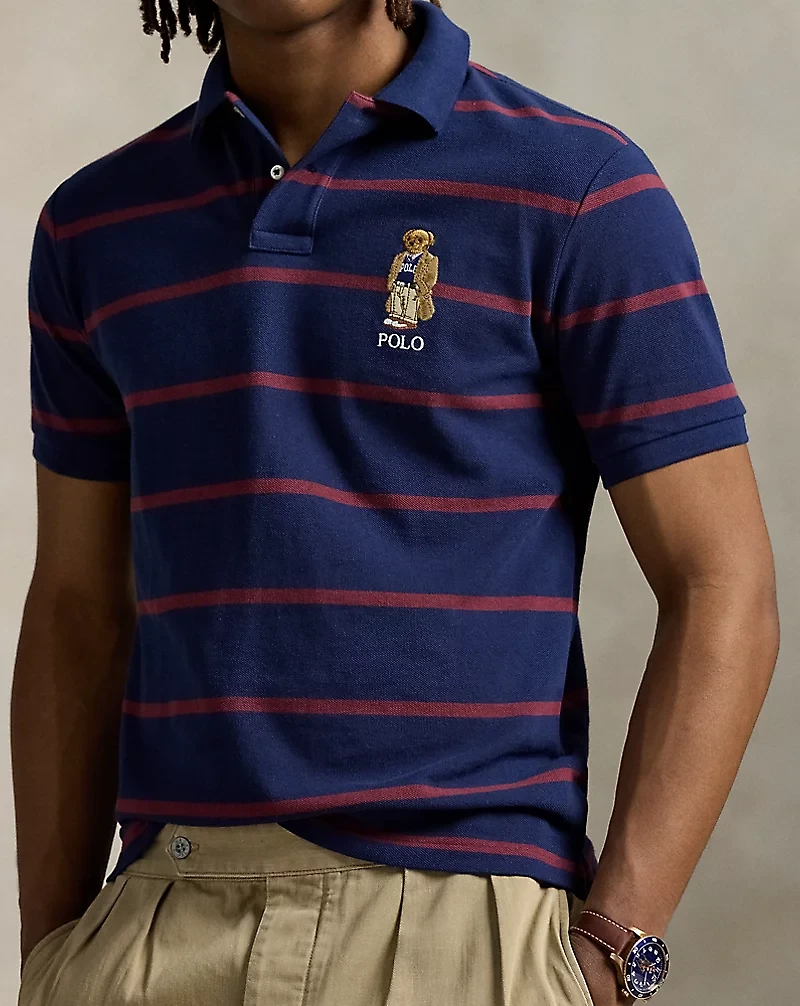 Classic Fit Bear Mesh Polo Shirt