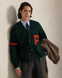 Wool V-Neck Letter Cardigan