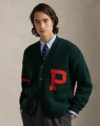 Wool V-Neck Letter Cardigan