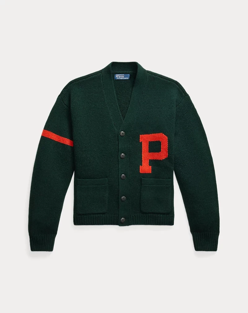 Wool V-Neck Letter Cardigan