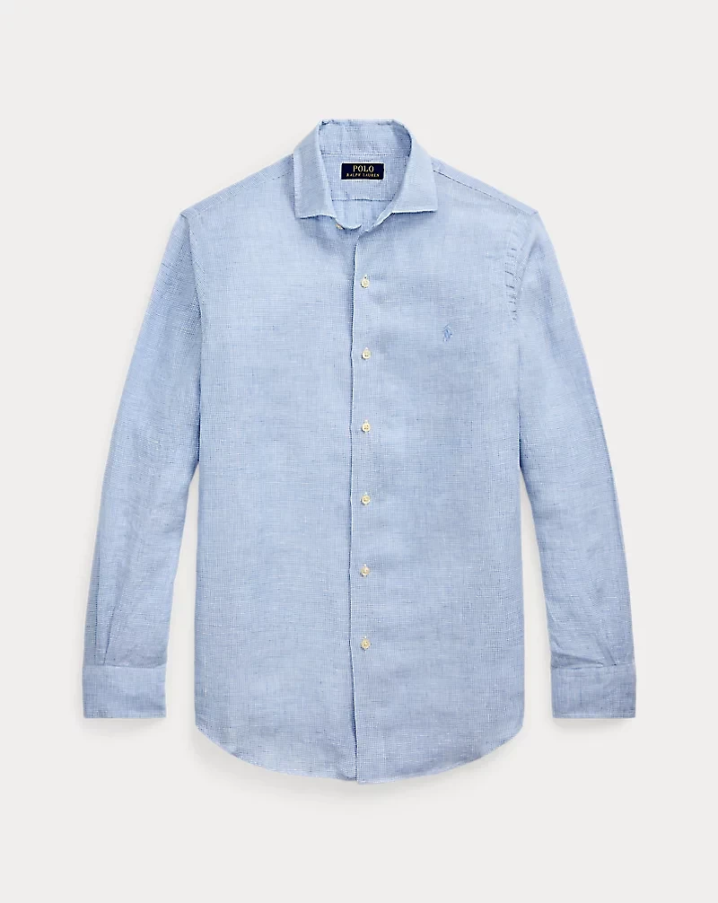 Classic Fit Houndstooth Linen Shirt