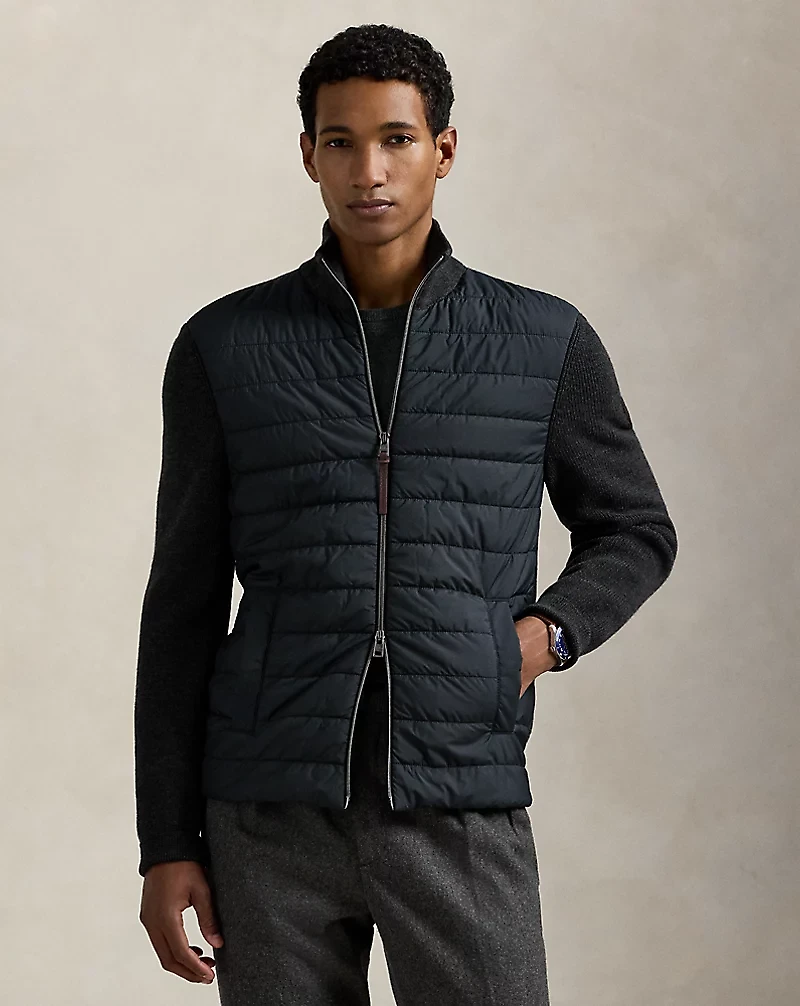 Washable Wool Hybrid Full-Zip Sweater