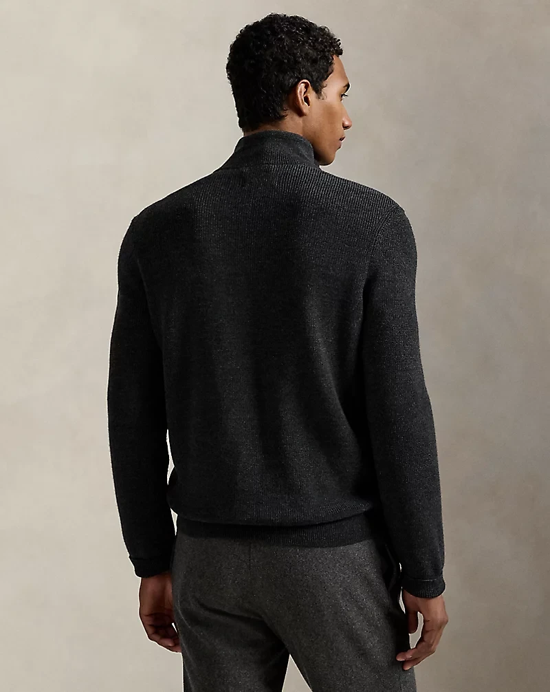 Washable Wool Hybrid Full-Zip Sweater