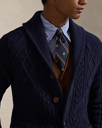 Suede-Patch Wool-Alpaca Cardigan