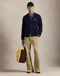 Big Fit Dog-Embroidered Wool Cardigan
