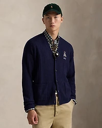 Big Fit Dog-Embroidered Wool Cardigan