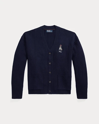 Big Fit Dog-Embroidered Wool Cardigan