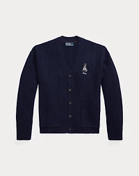 Big Fit Dog-Embroidered Wool Cardigan