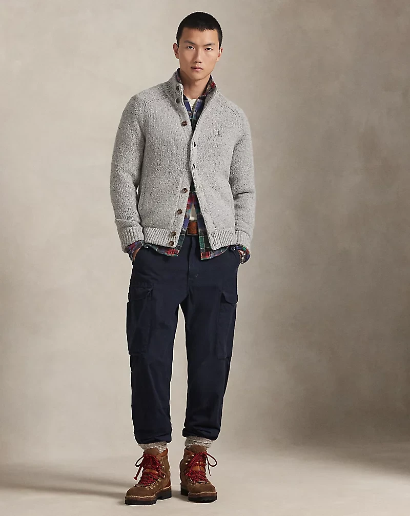 Wool-Blend Mockneck Cardigan