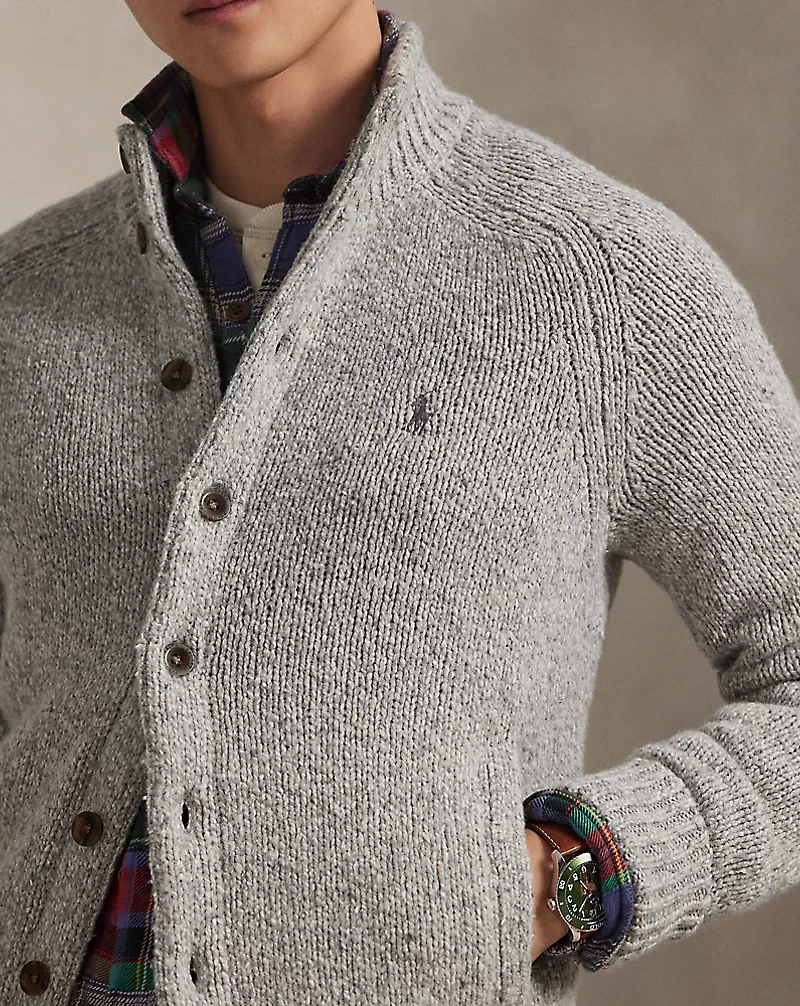 Wool-Blend Mockneck Cardigan