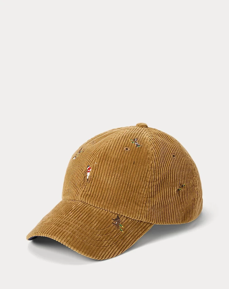 Duck-Embroidered Corduroy Ball Cap