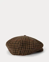 Houndstooth Wool Tweed Newsboy Cap