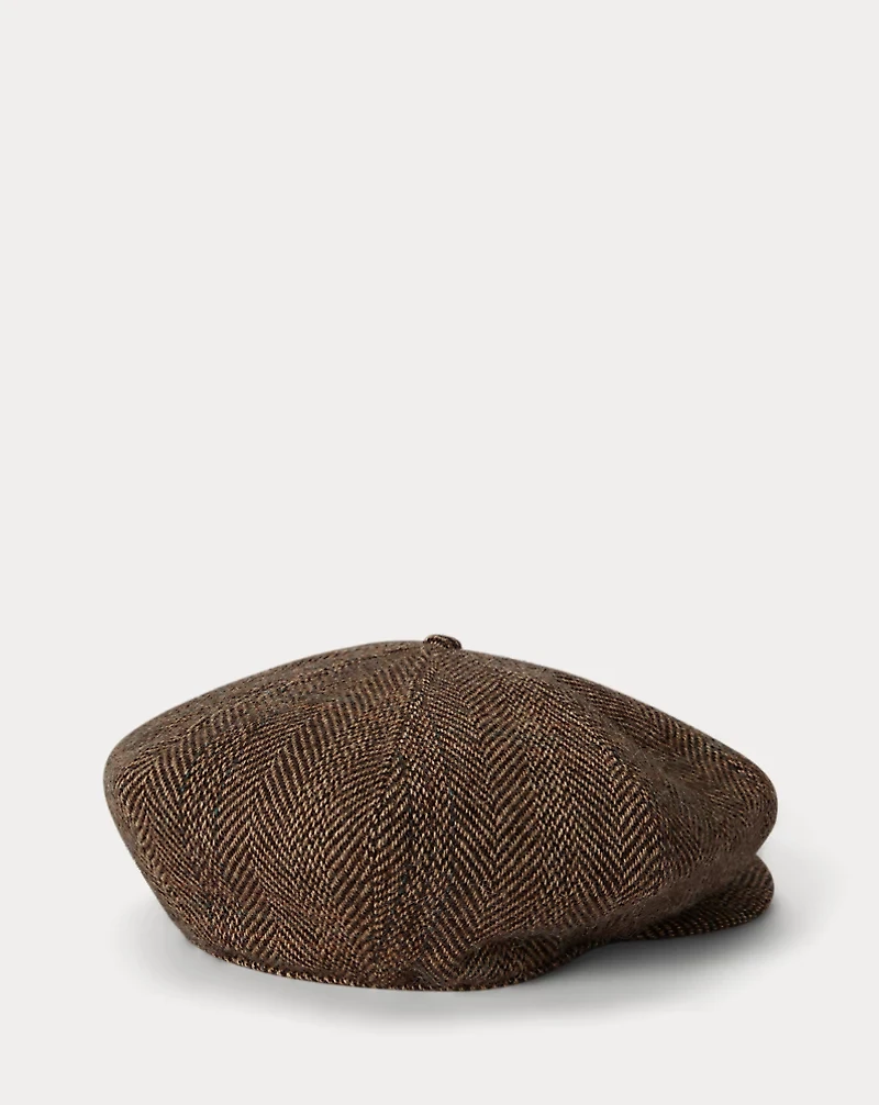Wool Herringbone Tweed Newsboy Cap