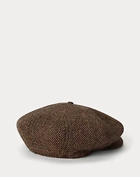 Wool Herringbone Tweed Newsboy Cap