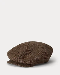 Wool Herringbone Tweed Newsboy Cap