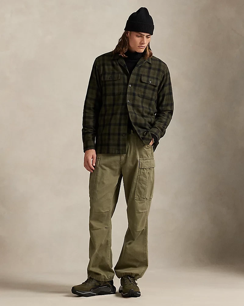 Classic Fit Plaid Flannel Camp Shirt