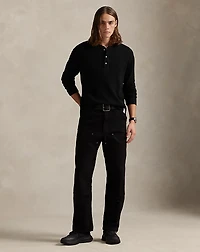 Waffle-Knit Cotton Henley Shirt