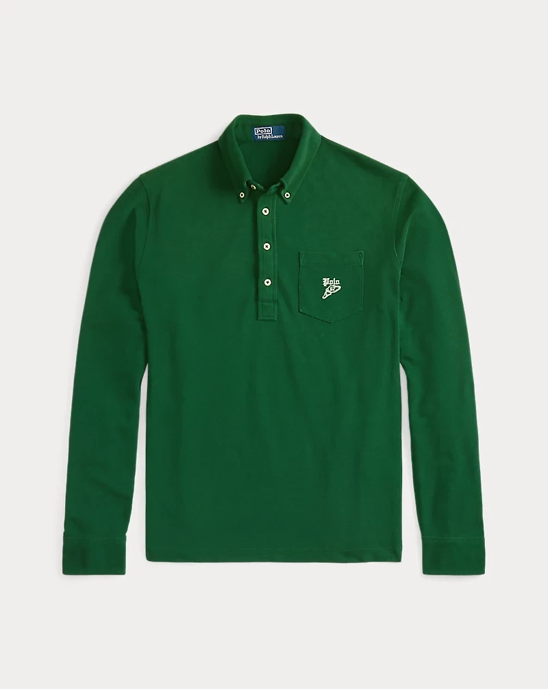 Classic Fit Embroidered Mesh Polo Shirt