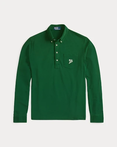 Classic Fit Embroidered Mesh Polo Shirt