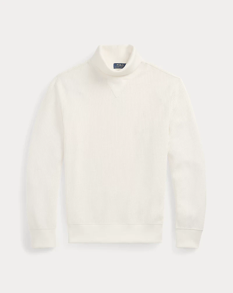 Waffle-Knit Fleece Turtleneck