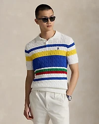 US Open Cable-Knit Polo-Collar Sweater