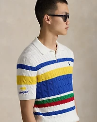 US Open Cable-Knit Polo-Collar Sweater