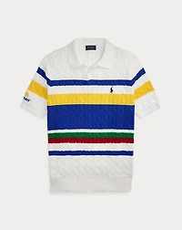 US Open Cable-Knit Polo-Collar Sweater