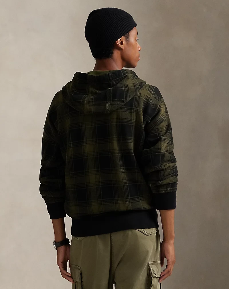 Relaxed Fit Plaid Fleece Full-Zip Hoodie