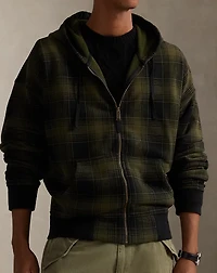 Relaxed Fit Plaid Fleece Full-Zip Hoodie