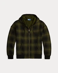 Relaxed Fit Plaid Fleece Full-Zip Hoodie